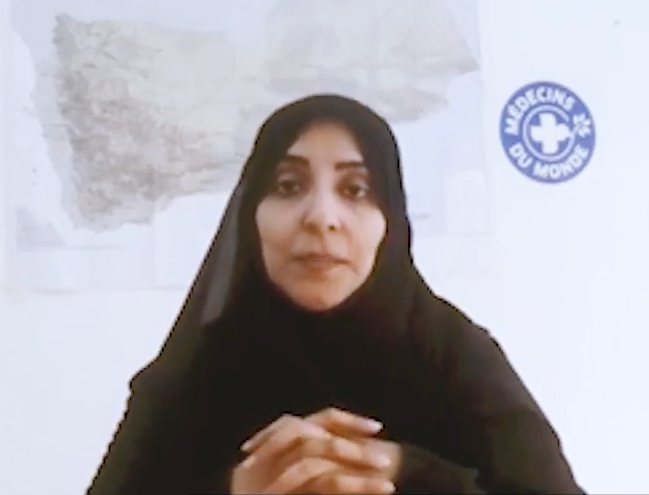 وفاء السعيدي ممثلة منظمة أطباء العالم فرع صنعاء، اليمن. (Skype interview screengrab)