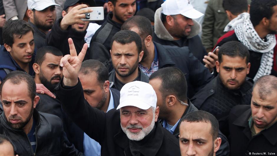Hamas-Führer Ismail Haniyeh wähend des "Marschs der Rückkehr" am 30. März 2018 an der Grenze zum Gazastreifen; Foto: Reuters