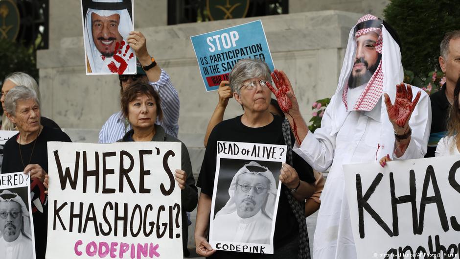 Proteste in Washington zur Aufklärung des mutmaßlichen Mordes am saudischen Journalisten Khashoggi; Foto: picture-alliance/AP