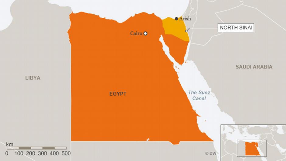 Map of Egypt showing the North Sinai region (source: Deutsche Welle)