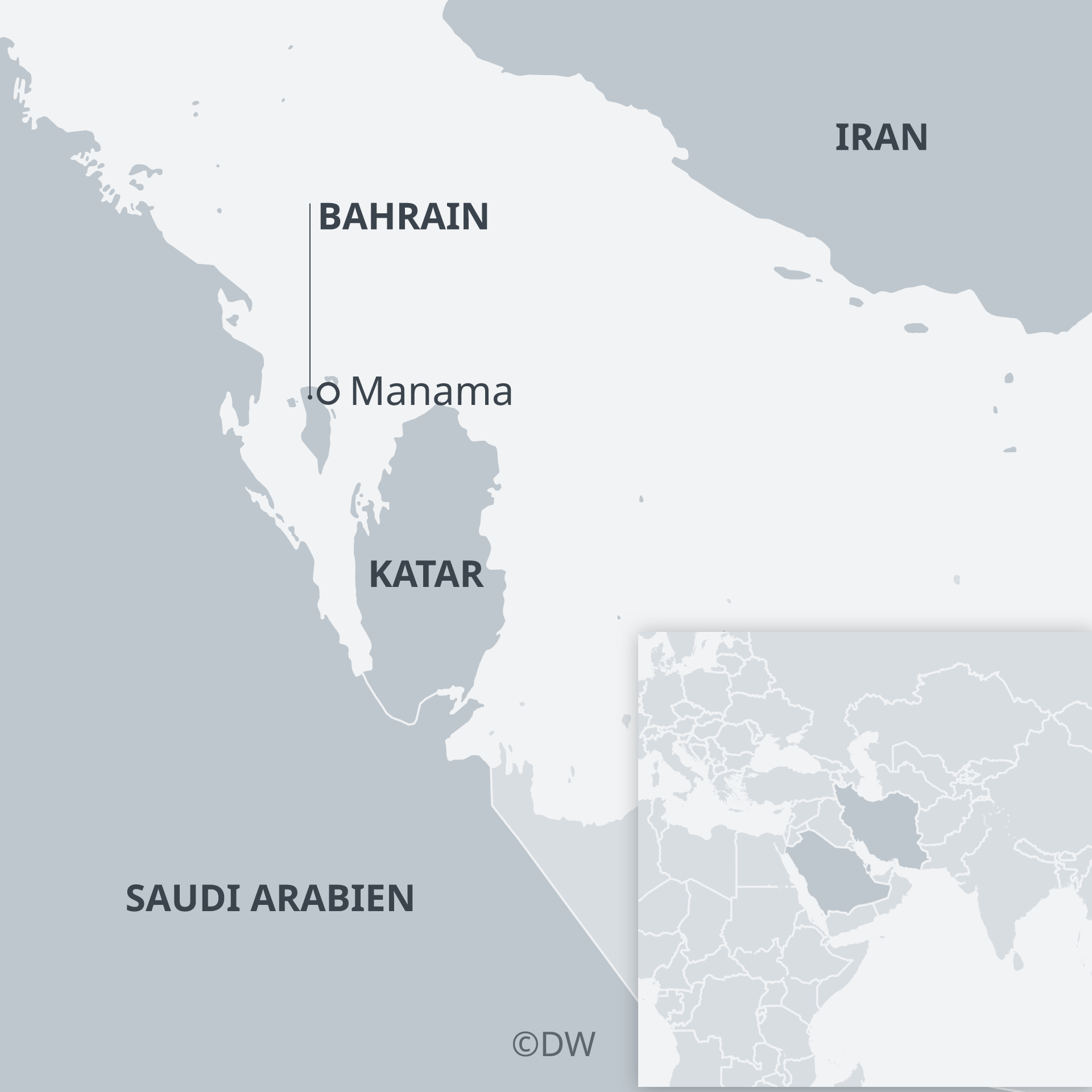 Karte Qatars und der Anrainerstaaten am Golf; Quelle: DW