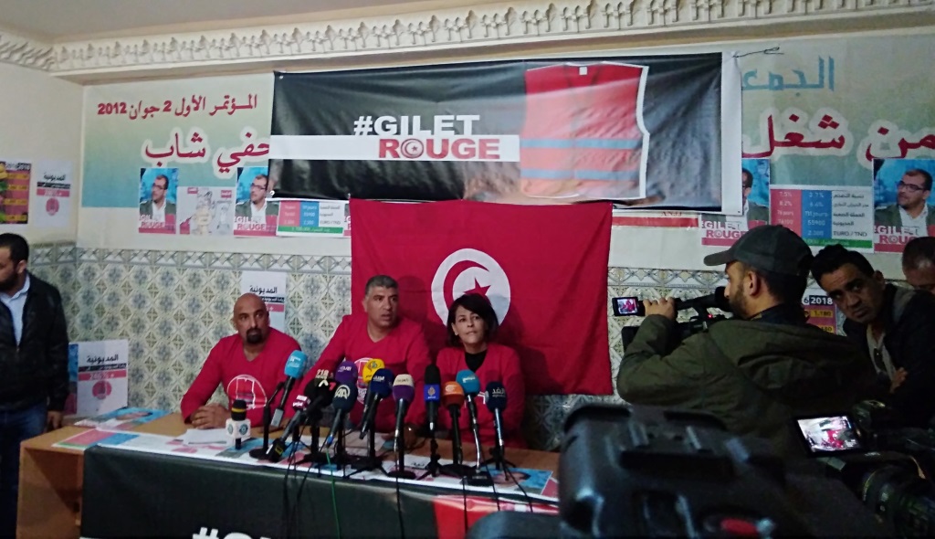 Pressekonferenz der "Rotwesten" am 14. Dezember 2018 in Tunis; Foto: Alessandra Bajec