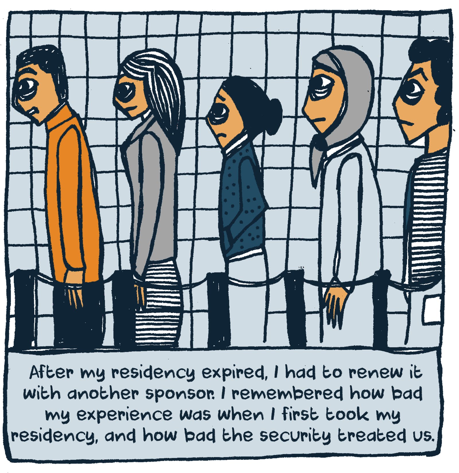 Comic strip from "Being illegal is unbearable" by Rawand Issa (photo: Rawand Issa)