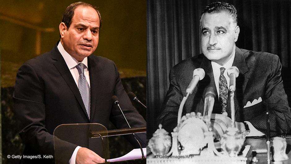 Photo montage of Egyptian presidents Abdul Fattah al-Sisi and Gamal Abdel Nasser (photo: STF/AFP/Getty Images)