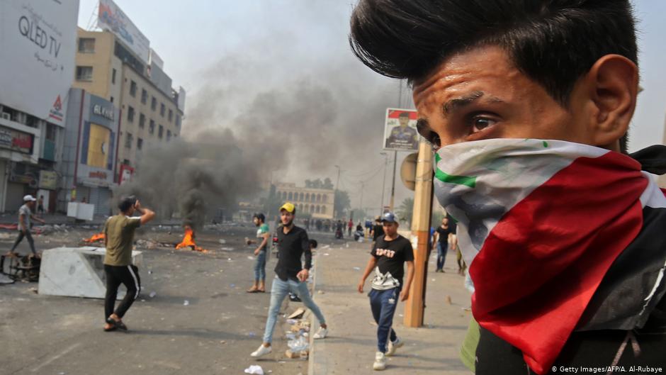 Ausschreitungen am 3.10.2019 am Tahrir-Platz in Bagdad; Foto: Getty Images/AFP 