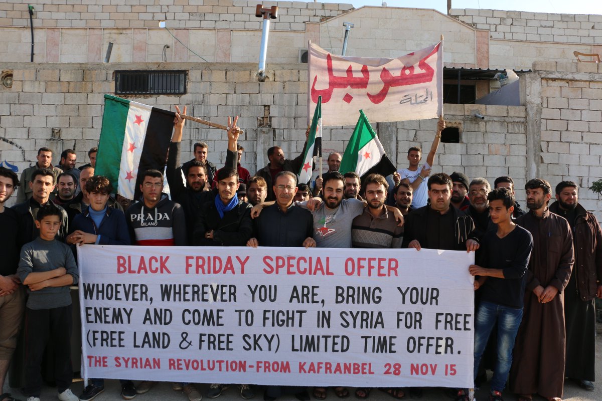 Kafranbel-Banner: "Black Friday Special Offer"; Quelle: Twitter/Raed Fares