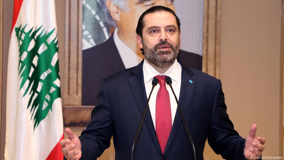 Saad Hariri kündigt im libanesischen Staatsfernsehen im Oktober 2019 seinen Rücktritt an; Foto: dpa/picture-alliance