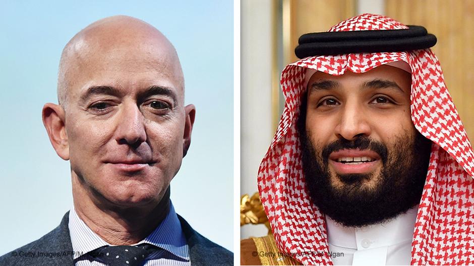 Photo montage of Jeff Bezos and Mohammed bin Salman, right (photo: AFP/Getty Images)