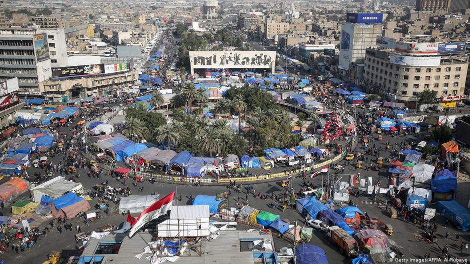 Zeltstadt am Tahrir in Bagdad; Foto: Getty Images/AFP