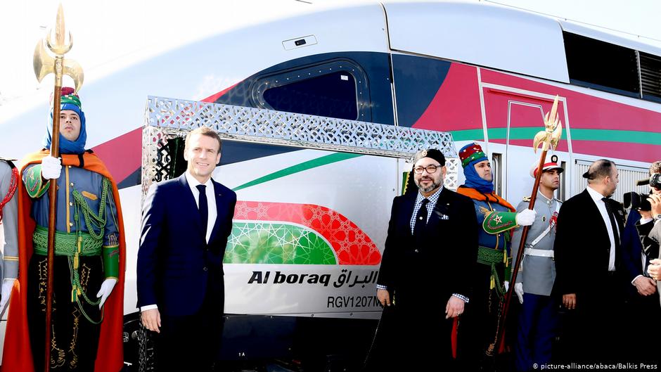 Marokkos König Mohammed VI. und Frankreichs Präsident Emmanuel Macron bei der Einweihung des Hochgeschwindigkeitszug "Al Boraq" in Tanger am 15. November 2018; Foto: Balkis Press/ABACAPRESS.COM