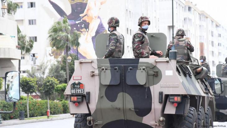 Moroccan military patrolling the streets of Rabat on 22 April 2020 (photo: Imago Images/Xinhua)