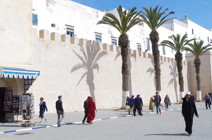 Blick auf die Medina in der Nähe des "Bab Sbaa"-Tors in Essaouira; Foto: Claudia Mende