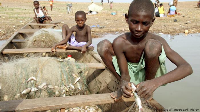 Child labour on Lake Volta, Ghana