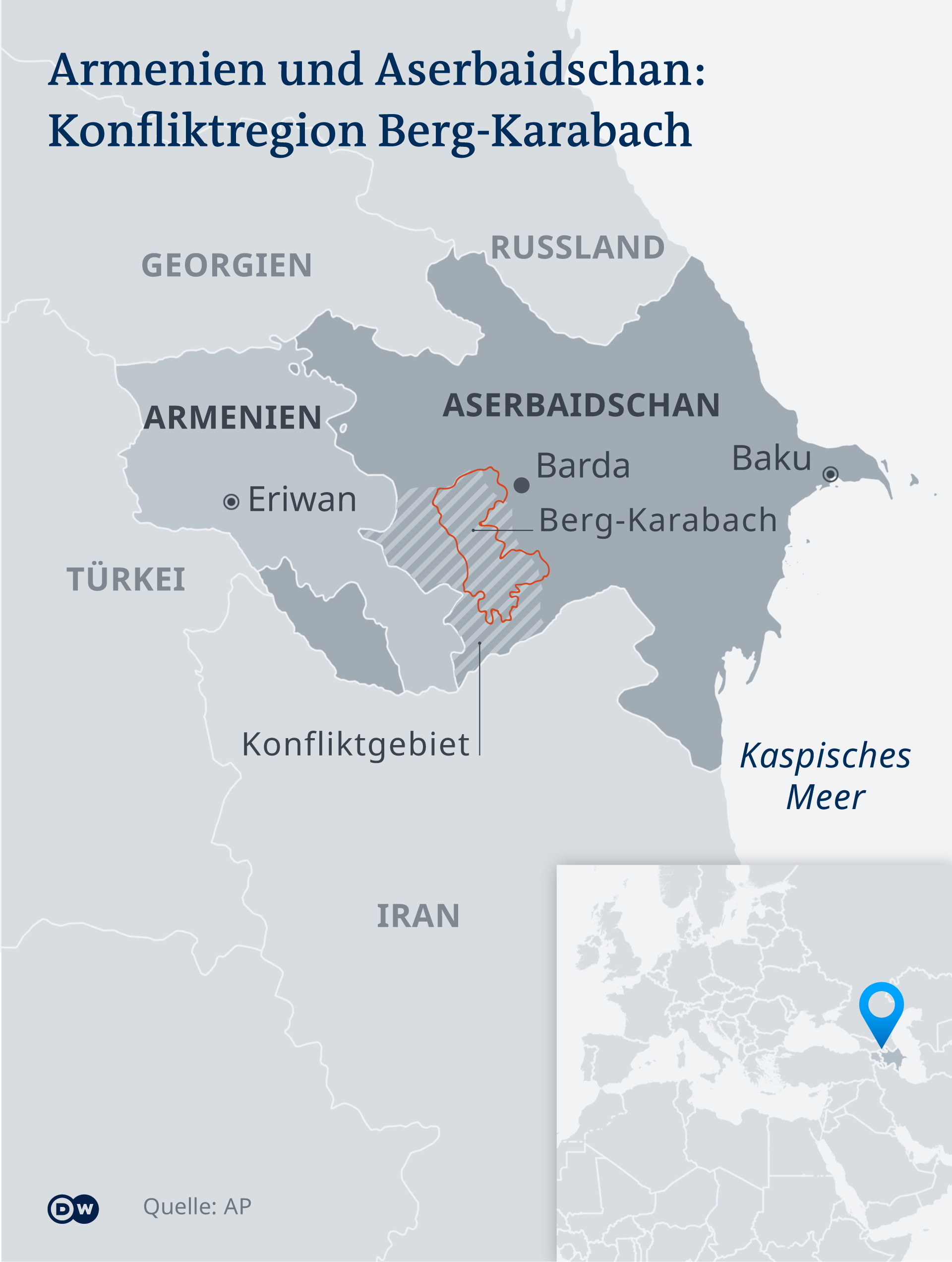 Karte Armenien Aserbaidschan Berg-Karabach DE  (Foto: DW)