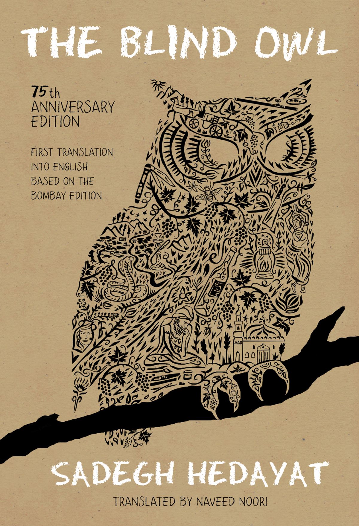 Cover von Sadegh Hedayat's "The Blind Owl", ins Englische übersetzt von Naveed Noori (herausgegeben von der Iran Open Publishing Group; basierend auf der Bombay-Edition) 