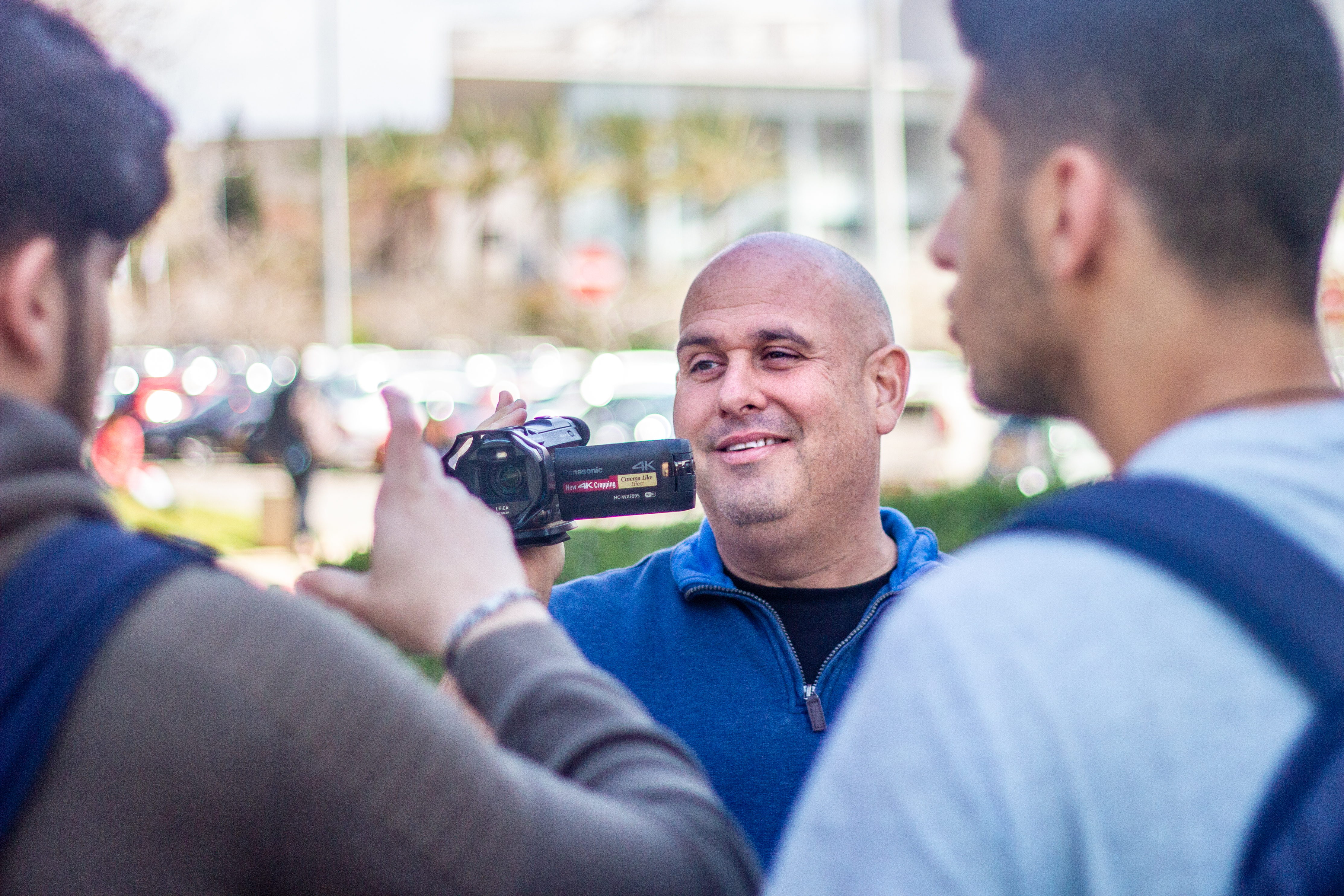 Corey Gil-Shuster, director of the International Program in Conflict Resolution and Mediation at Tel Aviv University, during filming.