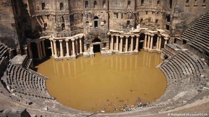 Bosra amphitheatre flooded with water, photographed by Mohamad Abazeed 