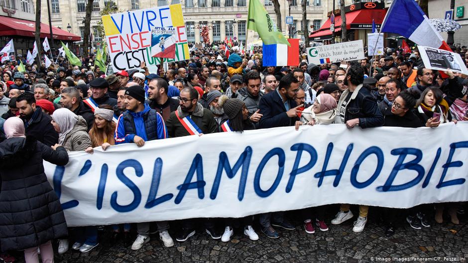 A 2019 demonstration against Islamophobia in France.