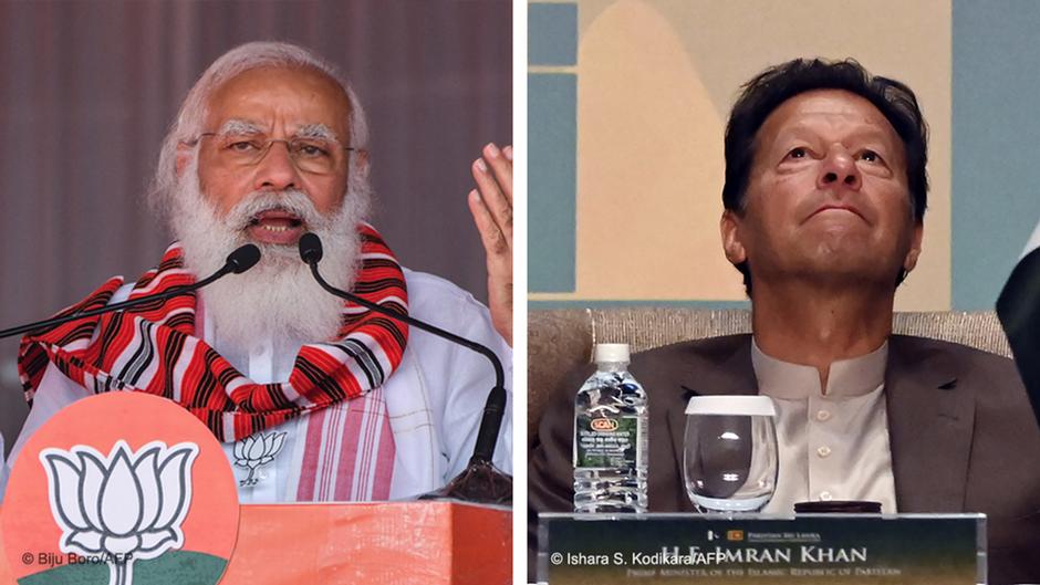 Narendra Modi, left, and Imran Khan (photo: Bilju Boro/AFP and Ishara S. Kodikara/AFP)