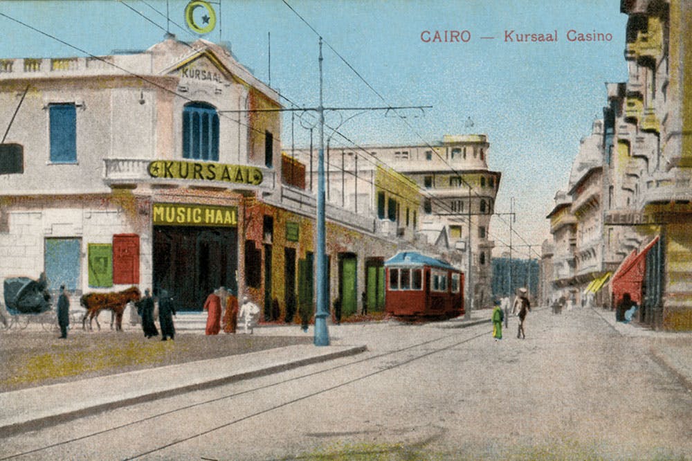 Postcard showing the Kursaal Casino and Music Hall, which was on Alfi Bey Street in the Azbakeya district of Cairo (photo: courtesy of Raphael Cormack)
