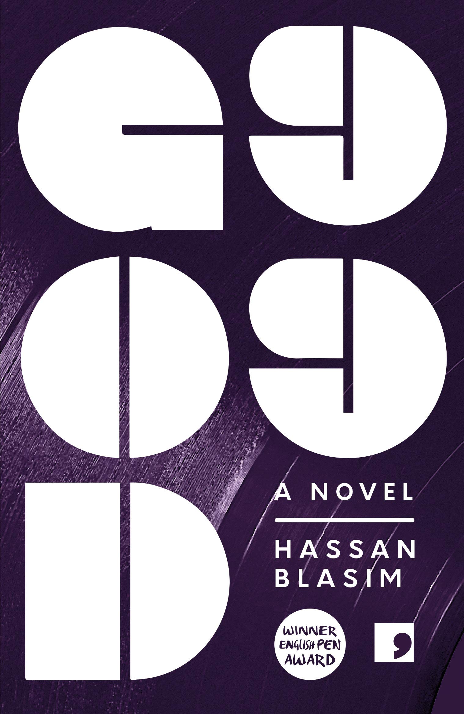 غلاف الترجمة الإنكليزيَّة لرواية حسن بلاسِم "الله 99" (دار النشر: كوما پريس)  (published by Comma Press)