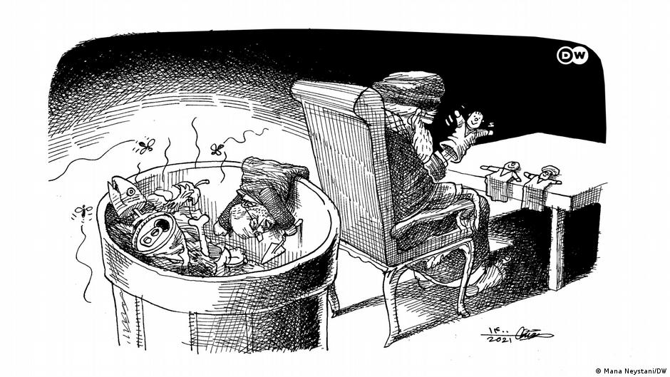 Karikatur zur Außenpolitik des Irans (Foto: Mana Neystani/DW)