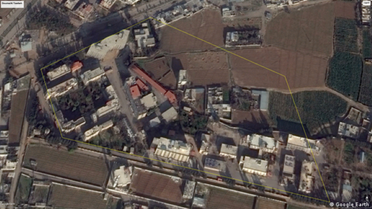 Google Earth-Screenshot des Sicherheitskomplexes von Jaish al Islam (Quelle: Google Earth)