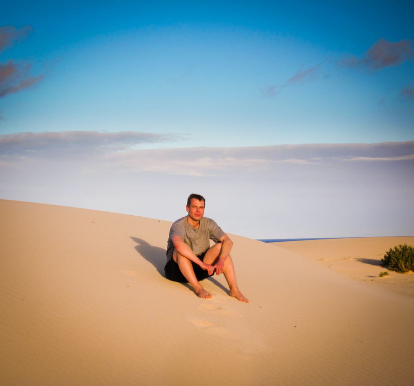 Wolfgang Herrndorf auf Fuerteventura; Foto: Jan Bölsche