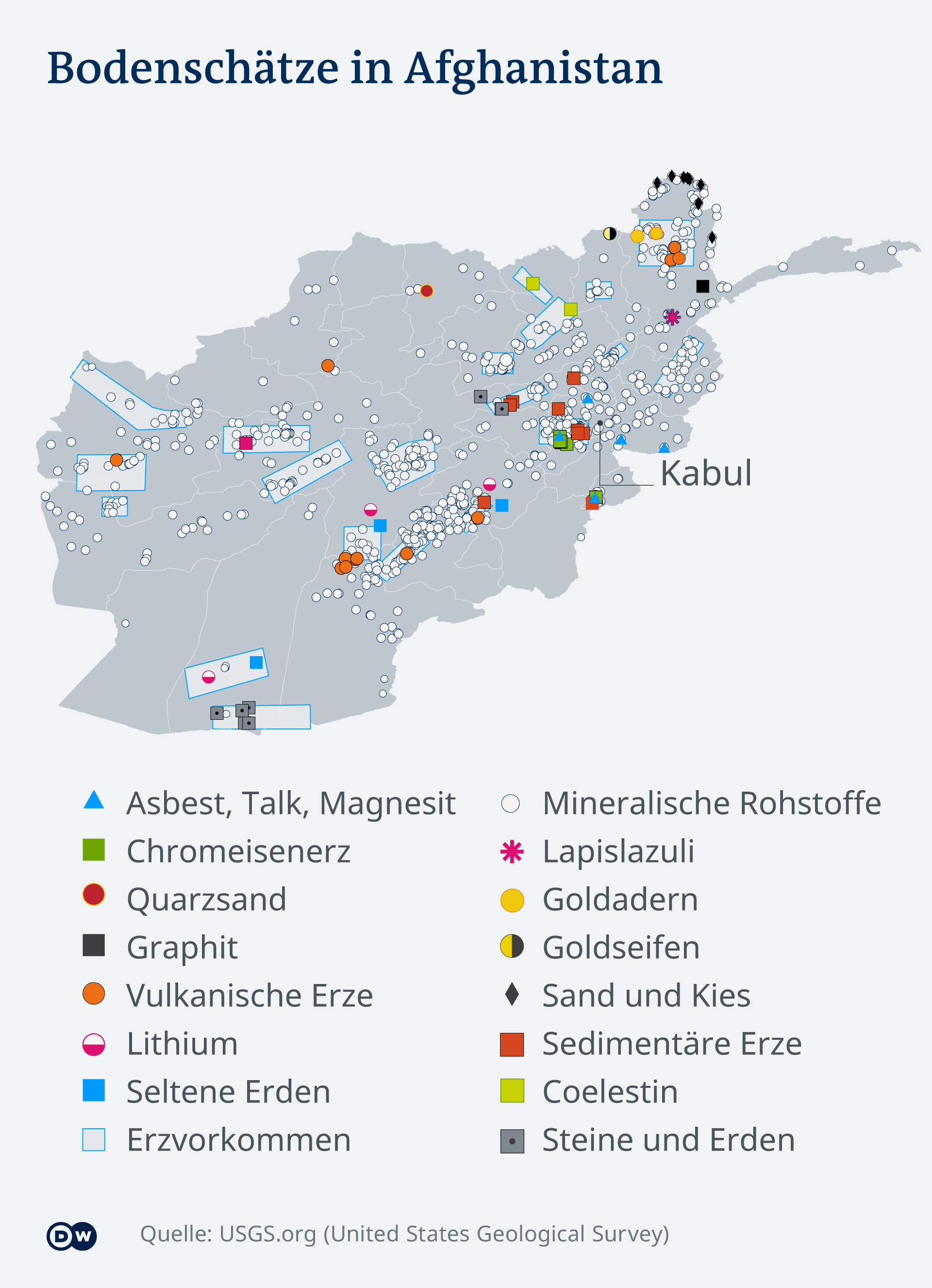 Bodenschätze in Afghanistan. (Grafik: DW)