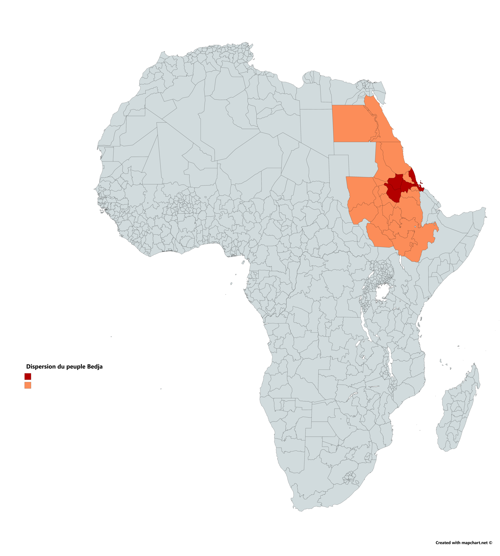 توزع شعب البيجا في شرق أفريقيا.  Dispersion du peuple Bedja Foto Wikimedia