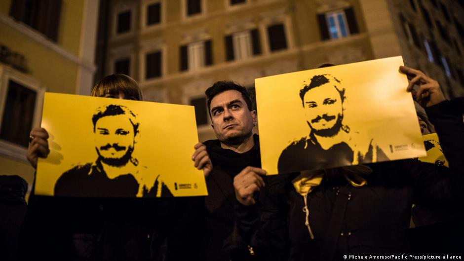 Demonstranten in Rom verlangen Antworten am 4. Todestag des italienischen Studenten Giulio Regeni im Januar 2020; Foto: Michelle Amorouso/Pacific Press/picture-alliance