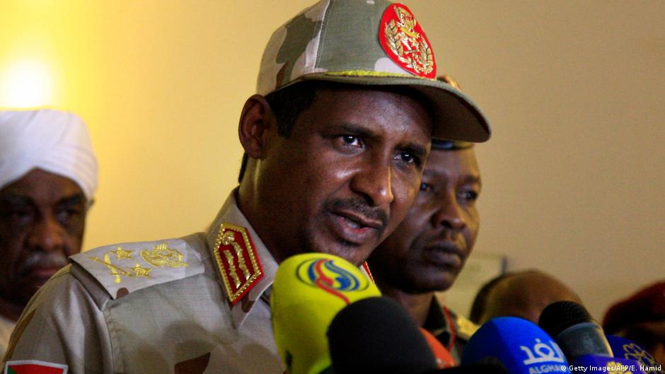Sudan's deputy chief of the ruling military council and leader of the RSF General Mohamed 'Hemeti' Hamdan Dagalo gives a press conference in Khartoum, July 2019 (photo: Getty Images/AFP/E. Hamid)