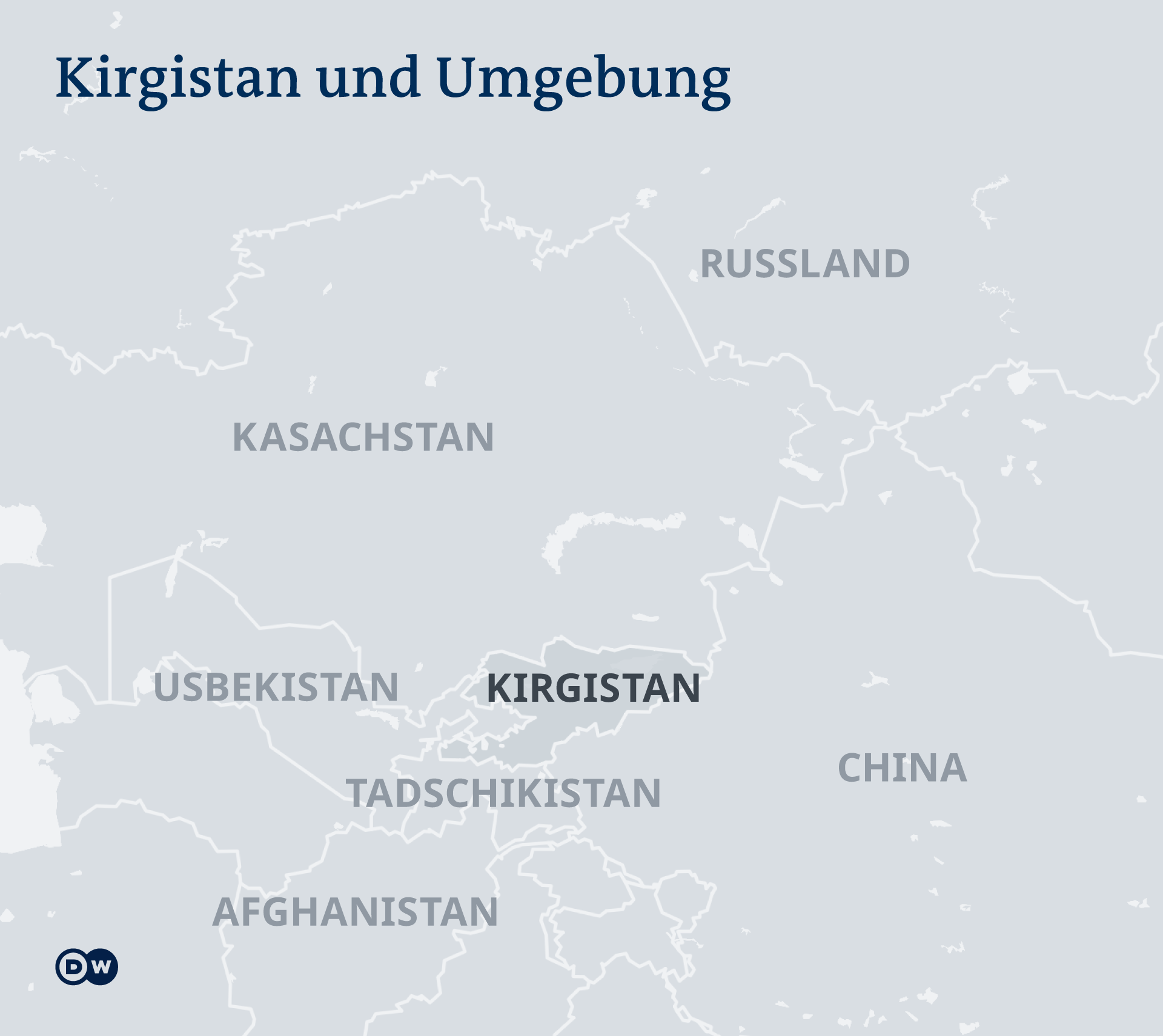 Infografik Karte von Kirgisistan und Umgebung; Quelle: DW