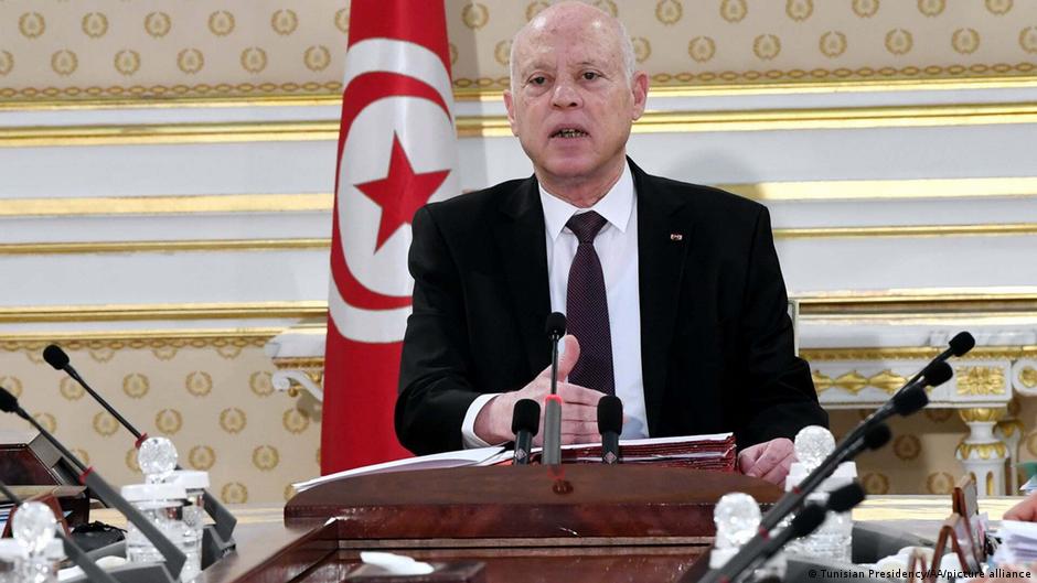 الرئيس التونسي قيس سعيد.  Tunisia's President Kais Saied. Photo: Tunisian Presidency /picture alliance