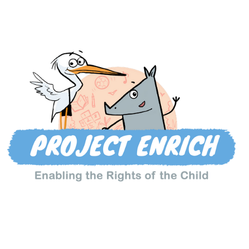Logo of "EnRiCh": Enabling the rights of the child; designed by Amalendu Kaushik (source: Facebook; IDeA-the ant)