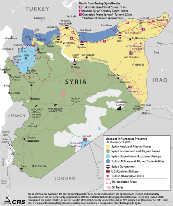  Überblick über die heutigen Machtverhältnisse in ganz Syrien (Quelle: Congressional Research Service) Foto: CRS