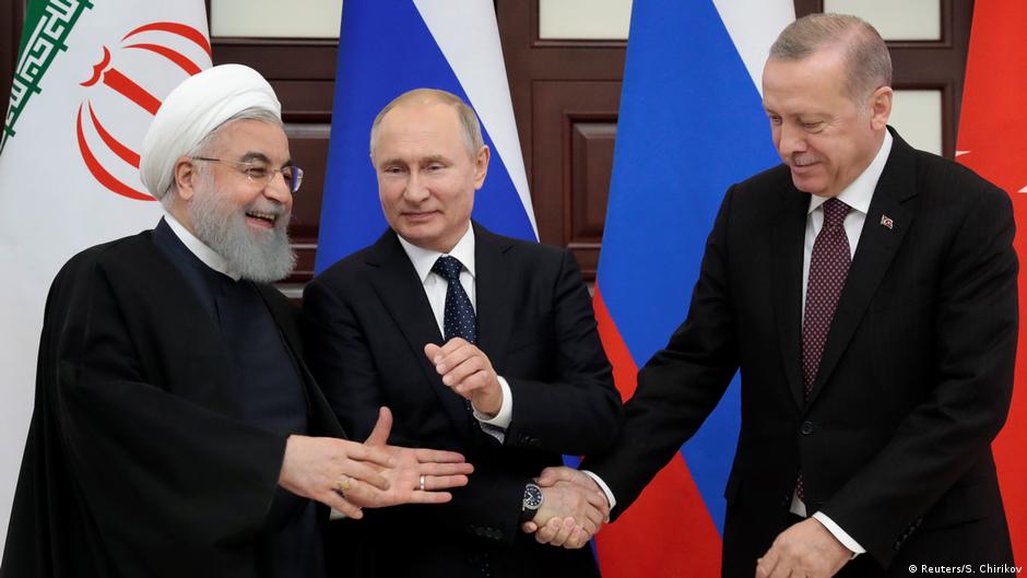 Der türkische Präsident Erdogan hat den russischen Staatschef Putin und seinen damaligen iranischen Kollegen Rohani zu Gesprächen über Syrien im Februar 2019 im russischen Sotschi empfangen. (Foto: Reuters/S.Chirikov) 