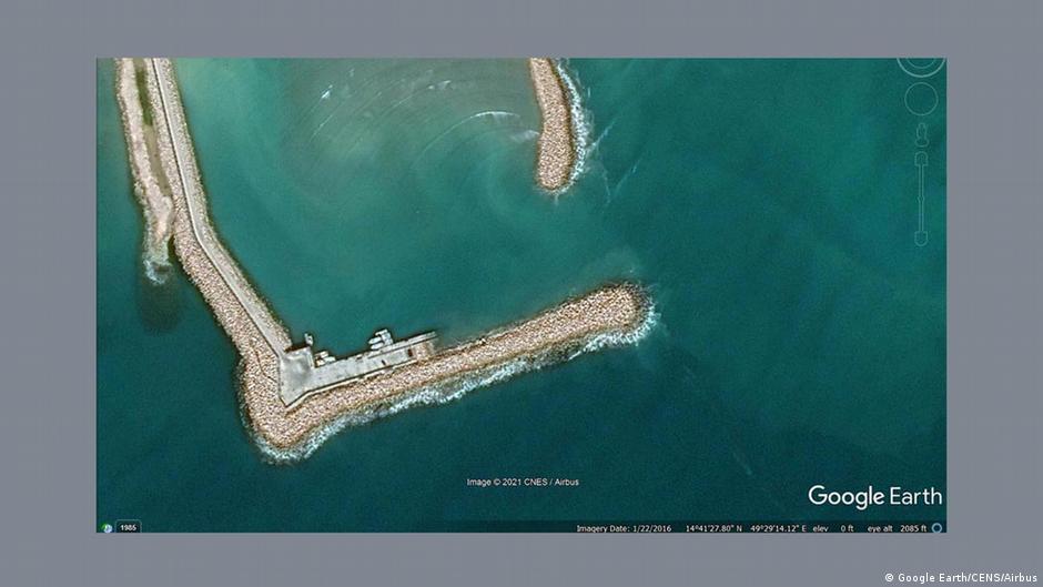 صورة أقمار صناعية من محافظة المهرة - اليمن.  Screenshot Google Earth Fischrei Jemen