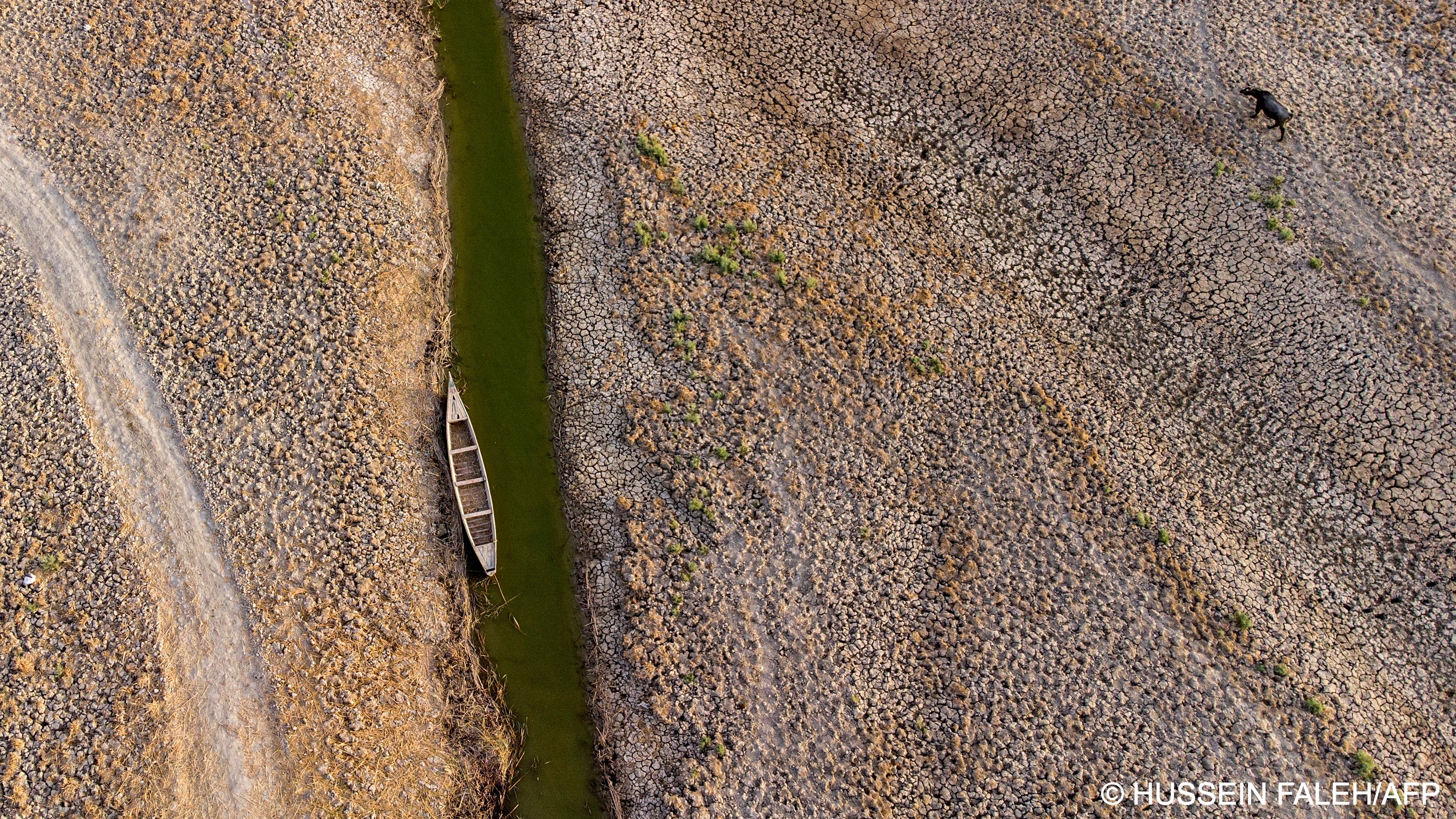 The Euphrates, which passes through Diwaniyah province, has visibly contracted in recent months, with some of the river's weaker branches drying up (photo: Haidar INDHAR/AFP)