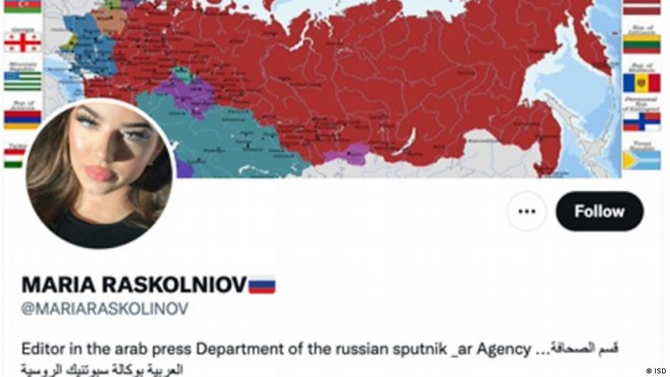 The fake social media profile, since deleted, of one of the 'Kremlinistas' – the picture is actually a Bosnian fashion influencer, not a Russian journalist (photo: ISD)