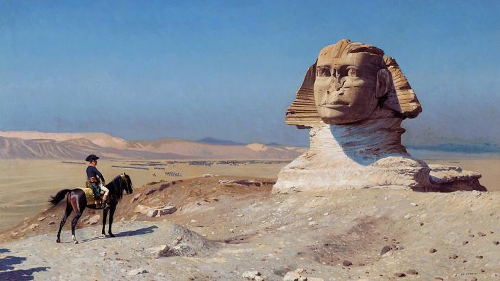 Napoleon Bonaparte vor der Sphinx in Gizeh von Jean-Leon Gerome; Quelle: wikimedia commons