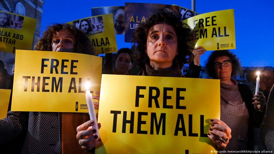 Amnesty International has organised a number of protests in Europe, calling for the ever-increasing number of political prisoners in Egypt to be freed.