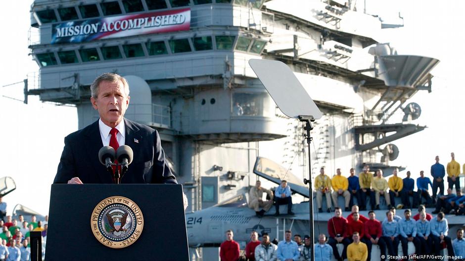 George W. Bush during his speech on the U.S. 'mission accomplished' (image: Stephen Jaffe/AFP/Getty Images)