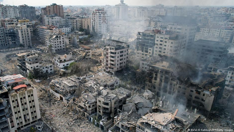 Destroyed residential blocks in Gaza after Israel’s retaliatory strikes