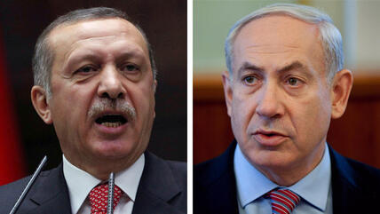 Israels Ministerpräsident Benjamin Netanjahu (r.) und der türkische Ministerpräsident Erdogan; Foto: 