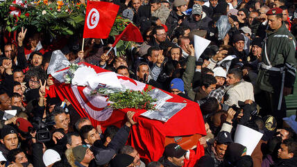 Beerdigung des ermordeten Oppositionsführers Chokri Belaid, 8. Februar 2013; Foto: Reuters