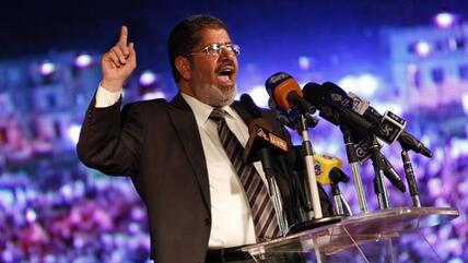 Mohammed Mursi bei einem Wahlkampfauftritt am 20. Mai 2012 in Kairo; Foto: AP