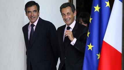 Frankreichs Präsident Sarkozy und Premier Fillon im Elysée-Palast; Foto: Reuters