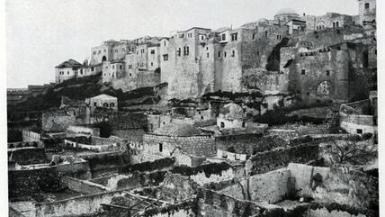Historische Fotografie der im ehemaligen Maghrebiner-Viertel befindlichen Al-Madrasa Al-Afdhaliya, Jerusalem; Foto: American Colony/Library of Congress