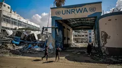 Damaged UNRWA building in the Gaza Strip